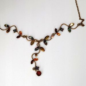 Y2K Avon Iridescent Y Necklace and Earring Gift Set Leaves Costume Choker